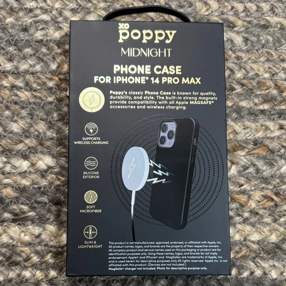 NIB🖤xo Poppy 🖤 Midnight Black iPhone 14 Pro Max Case